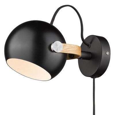 Halo Design D.C Wall Vägglampa Svart, Oak 10 cm