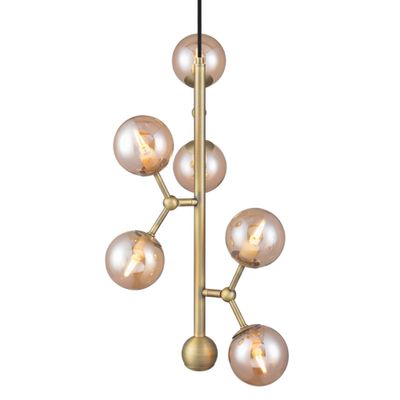 Halo Design ATOM Vertical Pendellampa Amber, Antik mässing Ø31 cm