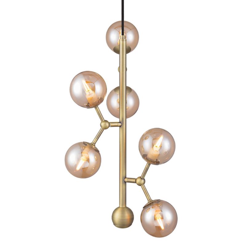 Halo Design ATOM Vertical Pendellampa Amber, Antik mässing Ø31 cm