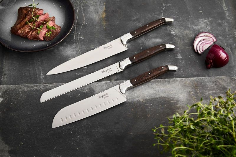 Laguiole By Hâws kockknivset med 3 delar, handtag i wengéträ