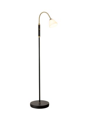 Halo Design Lucid LED Golvlampa Blacm, Opal Antique Brass 140 cm