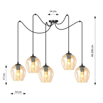 Emibig Lighting Taklampa LEVEL 5 BL HONUNG