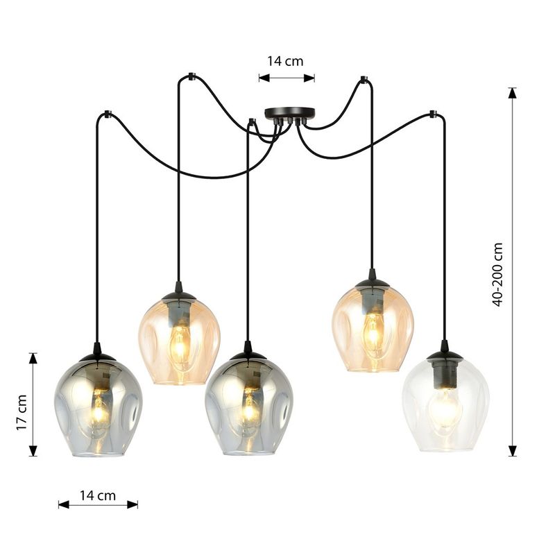 Emibig Lighting Taklampa LEVEL 5 BL MIX