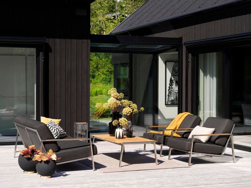 Brafab Naos 2.5-sitssoffa Rostfritt stål/Nearly Black
