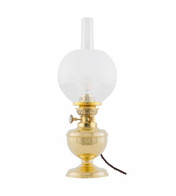 Karlskrona Lampfabrik Aspö 70 Elmonterad Fotogenlampa Mässing 37 cm