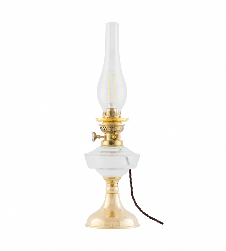 Karlskrona Lampfabrik Trossö 70 Fotogenlampa Mässing Elmonterad 49 cm