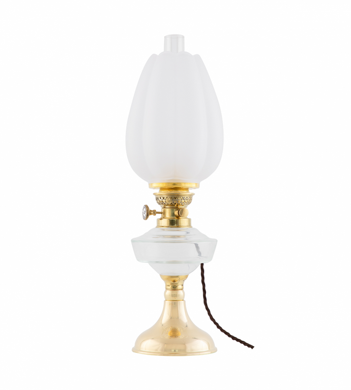 Karlskrona Lampfabrik Trossö 70 Fotogenlampa Mässing Elmonterad 49 cm