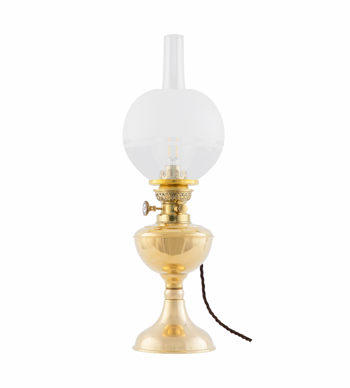 Karlskrona Lampfabrik Arnö 70 Fotogenlampa Mässing Elmonterad 48 cm