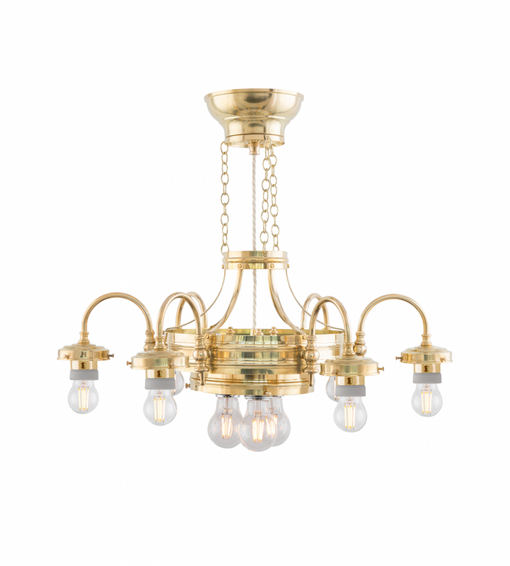 Karlskrona Lampfabrik Heidenstam 6 Takkrona Mässing 62 cm