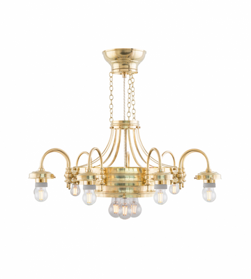 Karlskrona Lampfabrik Heidenstam Takkrona 9 Mässing 65 cm
