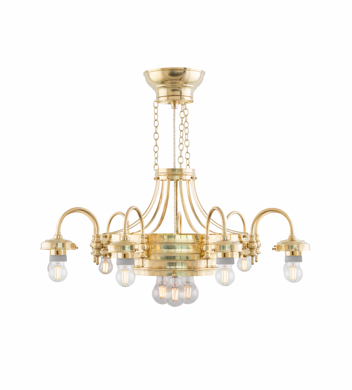 Karlskrona Lampfabrik Heidenstam Takkrona 9 Mässing 65 cm