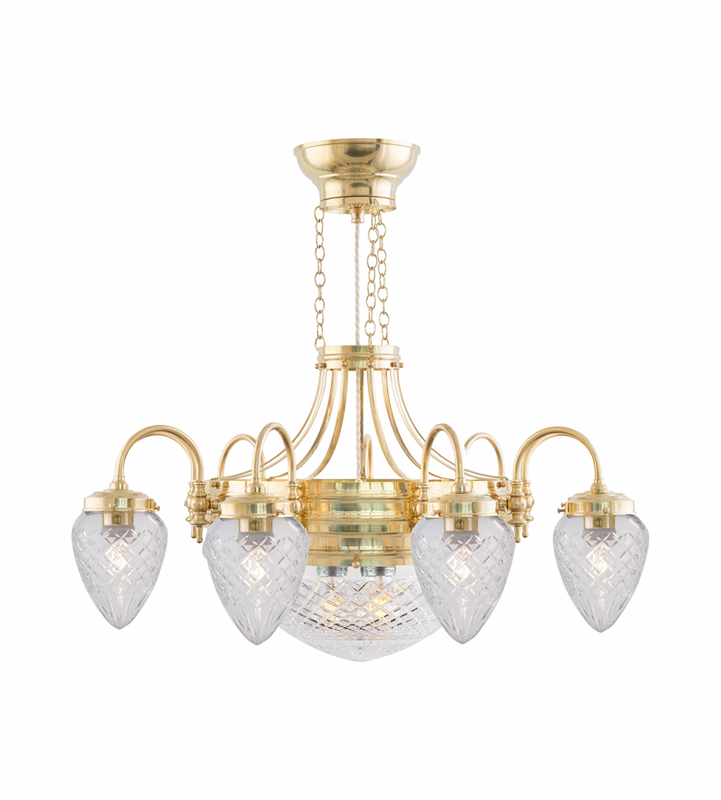 Karlskrona Lampfabrik Heidenstam Takkrona 9 Mässing 65 cm