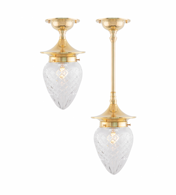 Karlskrona Lampfabrik Dahlberg 80 Badrumslampa Mässing IP24 28 cm