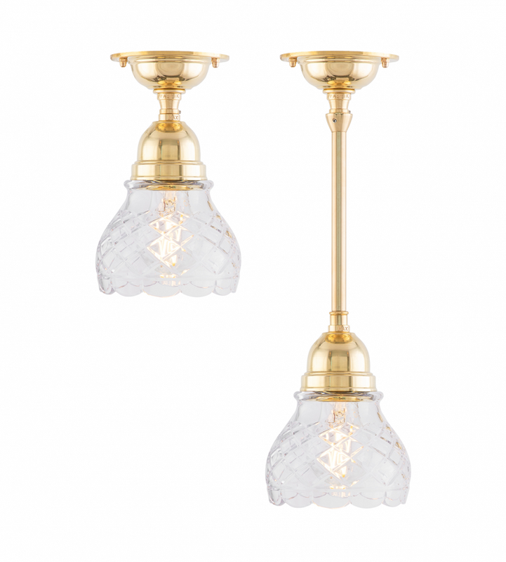 Karlskrona Lampfabrik Byström 60 Badrumslampa Mässing 21 cm