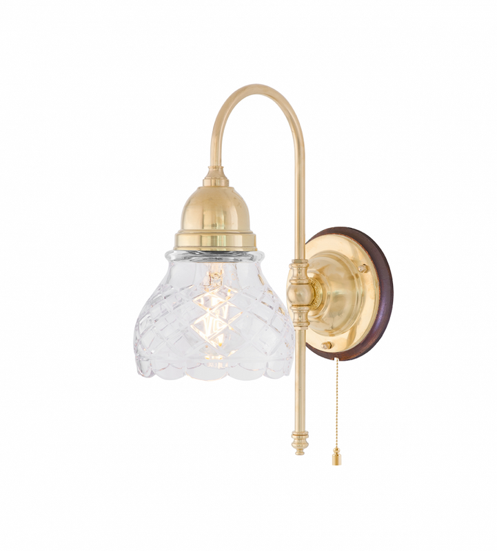 Karlskrona Lampfabrik Ahlström Vägglampa Mässing Brunt Fäste 32 cm