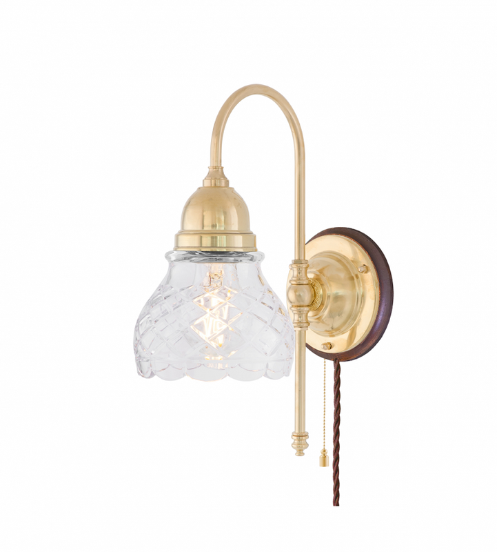 Karlskrona Lampfabrik Ahlström Vägglampa Mässing Brunt Fäste 32 cm