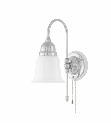 Karlskrona Lampfabrik Ahlström Vägglampa Förnicklad Vit 32 cm