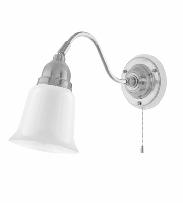 Karlskrona Lampfabrik Runeberg Vägglampa Förnicklad Brytare 21 cm