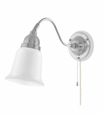 Karlskrona Lampfabrik Runeberg Vägglampa Förnicklad Brytare 21 cm