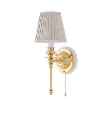 Karlskrona Lampfabrik Ribbing Vägglampa Mässing Brytare Vitt Fäste 30 cm