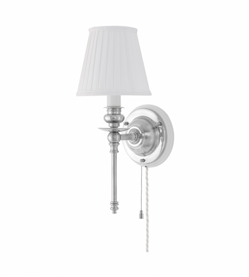 Karlskrona Lampfabrik Ribbing Vägglampa Förnicklad Vitt fäste 30 cm