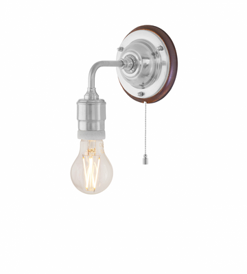 Karlskrona Lampfabrik Nylander Vägglampa Förnicklad Brunt Fäste 23 cm
