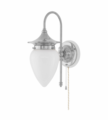 Karlskrona Lampfabrik Fryxell Vägglampa Förnicklad Vitt Fäste 32 cm