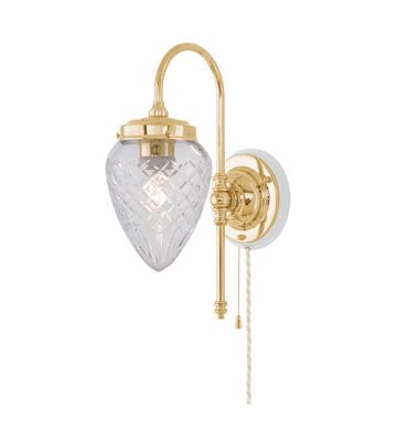 Karlskrona Lampfabrik Blomberg Vägglampa Mässing Vitt Fäste 32 cm