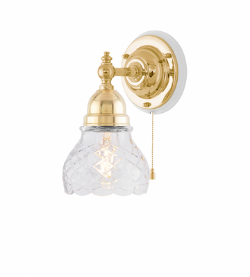 Karlskrona Lampfabrik Adelborg Vägglampa Mässing Brytare 22 cm