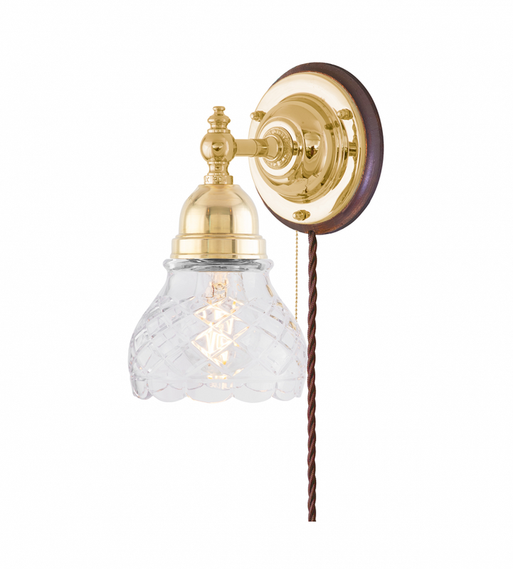 Karlskrona Lampfabrik Adelborg Vägglampa Mässing Brunt Fäste 22 cm