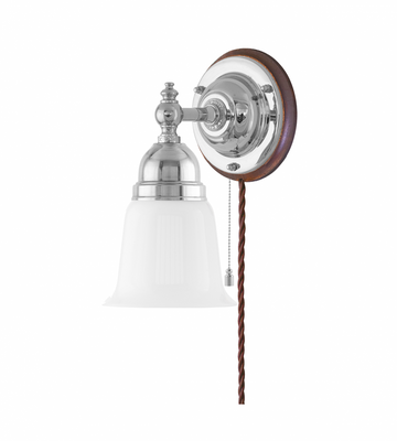 Karlskrona Lampfabrik Adelborg Vägglampa Förnicklad Brun 22 cm