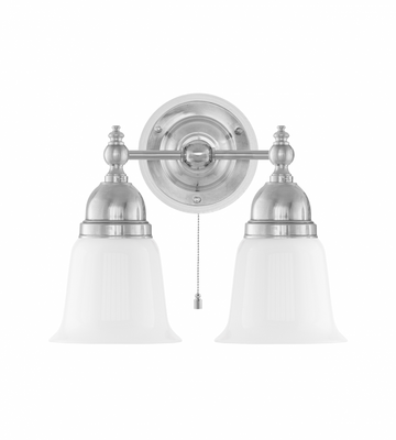 Karlskrona Lampfabrik Bergman Vägglampa Förnicklad Vitt Fäste