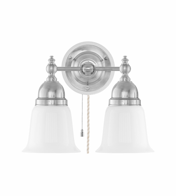 Karlskrona Lampfabrik Bergman Vägglampa Förnicklad Vitt Fäste