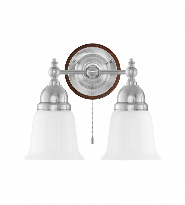 Karlskrona Lampfabrik Bergman Vägglampa Förnicklad Brunt Fäste