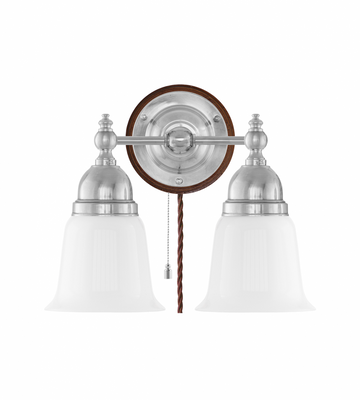 Karlskrona Lampfabrik Bergman Vägglampa Förnicklad Brunt Fäste