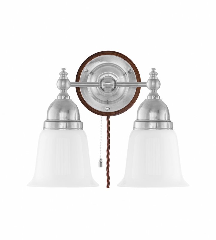 Karlskrona Lampfabrik Bergman Vägglampa Förnicklad Brunt Fäste