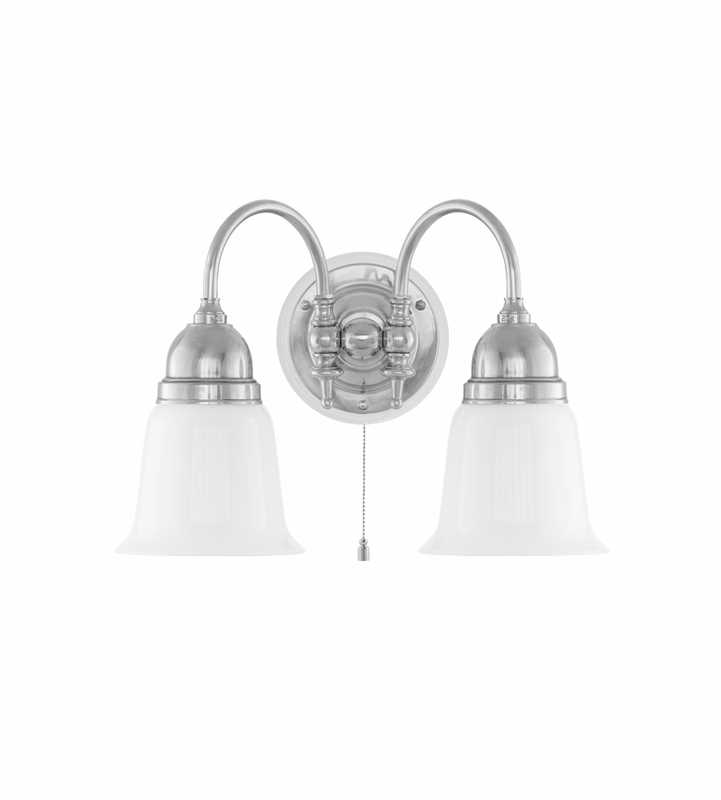 Karlskrona Lampfabrik Stackelberg Vägglampa Förnicklad Vitt Fäste