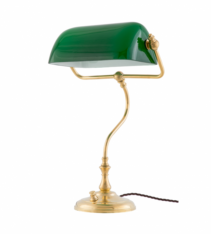 Karlskrona Lampfabrik Bankirlampa Mässing