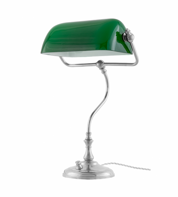 Karlskrona Lampfabrik Bankirlampa Förnicklad