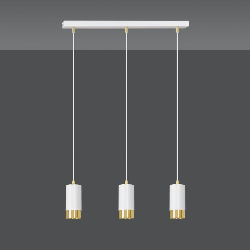 Emibig Lighting Taklampa FUMIKO 3 VIT/GULD