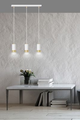 Emibig Lighting Taklampa FUMIKO 3 VIT/GULD