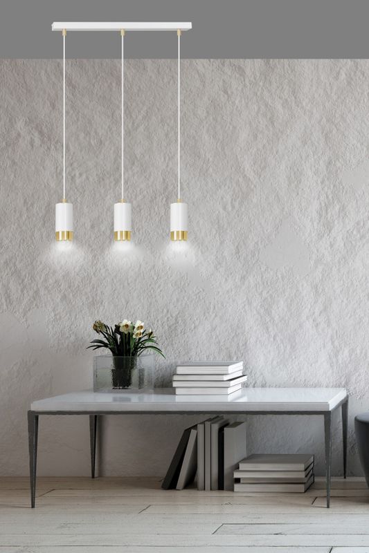Emibig Lighting Taklampa FUMIKO 3 VIT/GULD