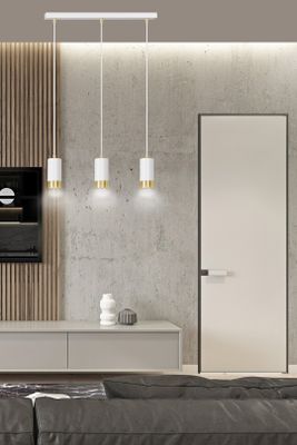 Emibig Lighting Taklampa FUMIKO 3 VIT/GULD