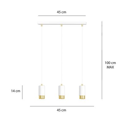 Emibig Lighting Taklampa FUMIKO 3 VIT/GULD