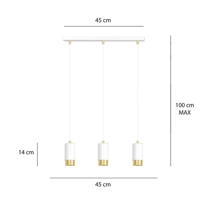 Emibig Lighting Taklampa FUMIKO 3 VIT/GULD