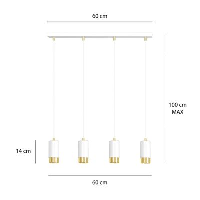 Emibig Lighting Taklampa FUMIKO 4 VIT/GULD