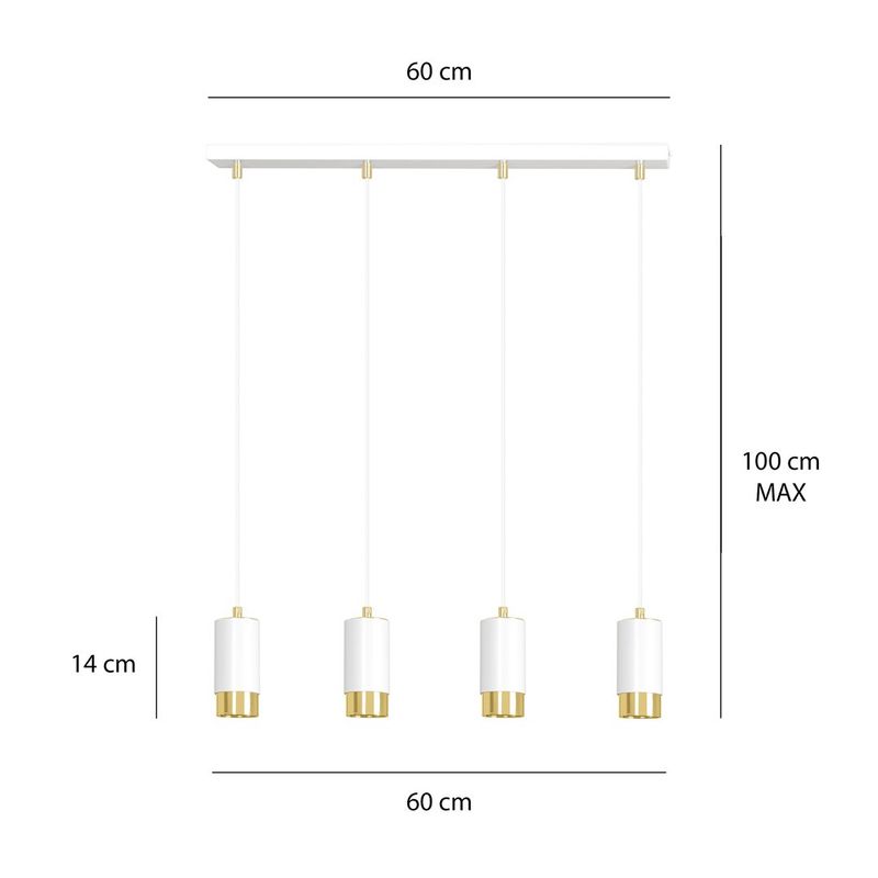 Emibig Lighting Taklampa FUMIKO 4 VIT/GULD