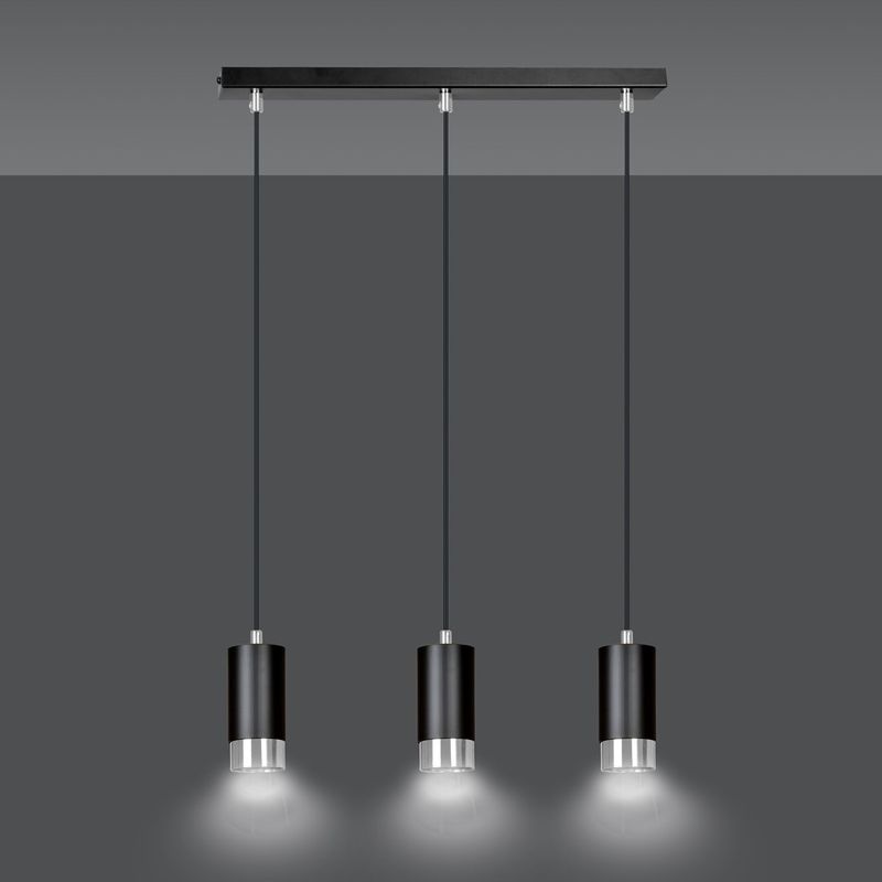 Emibig Lighting Taklampa FUMIKO 3 SVART/KROM