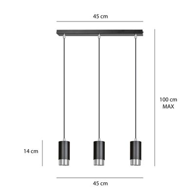 Emibig Lighting Taklampa FUMIKO 3 SVART/KROM