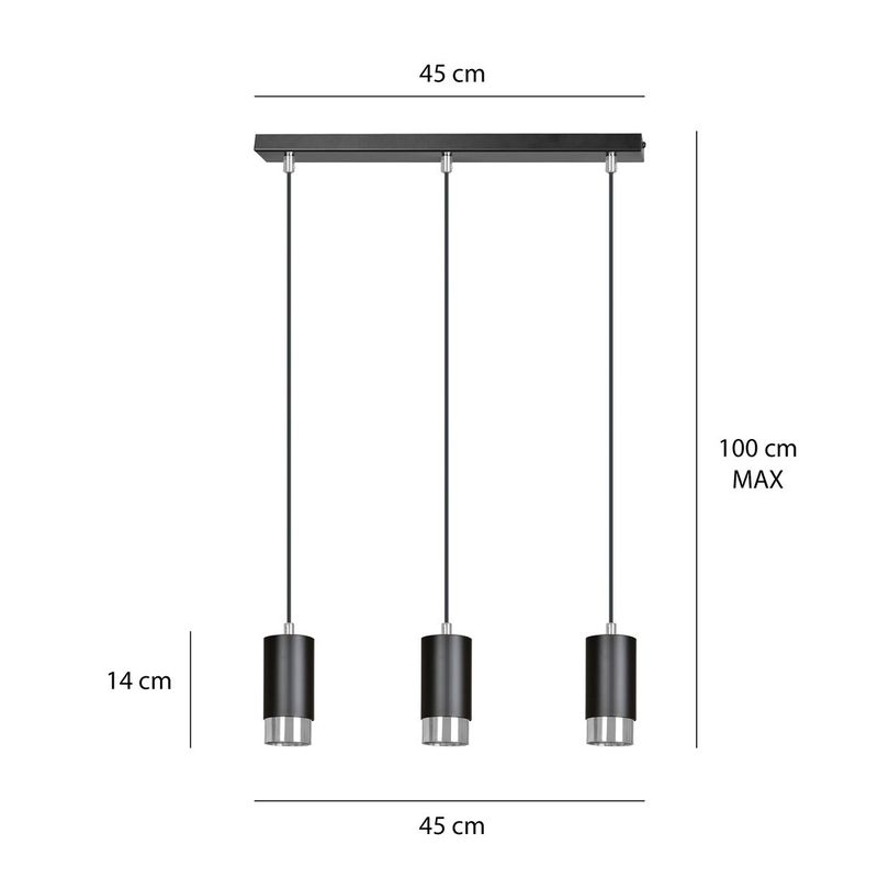 Emibig Lighting Taklampa FUMIKO 3 SVART/KROM
